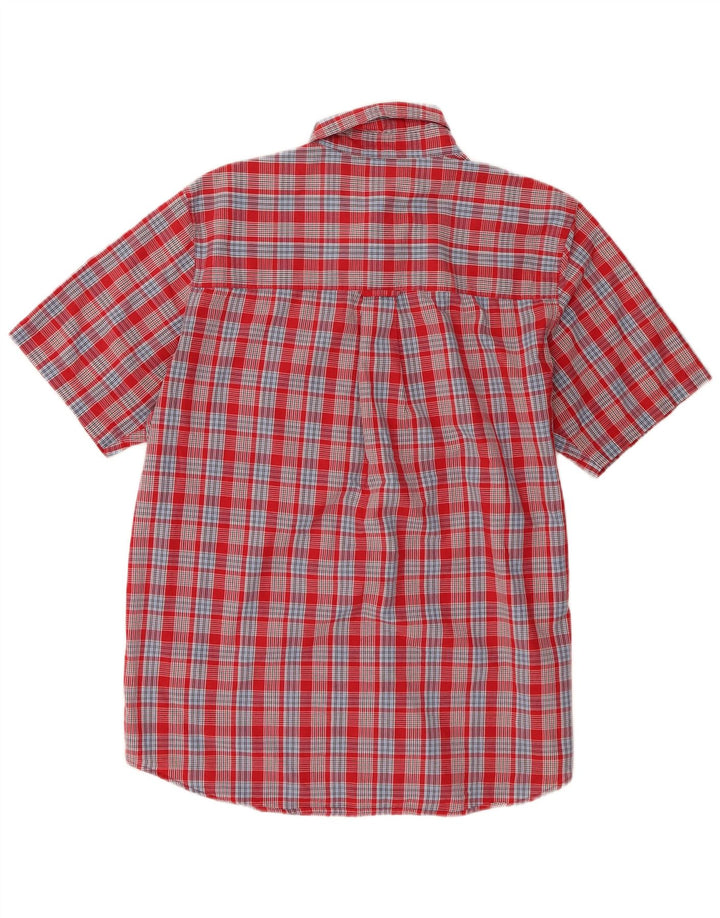 Chaps Mens Short Sleeve Shirt Medium Red Check Cotton
