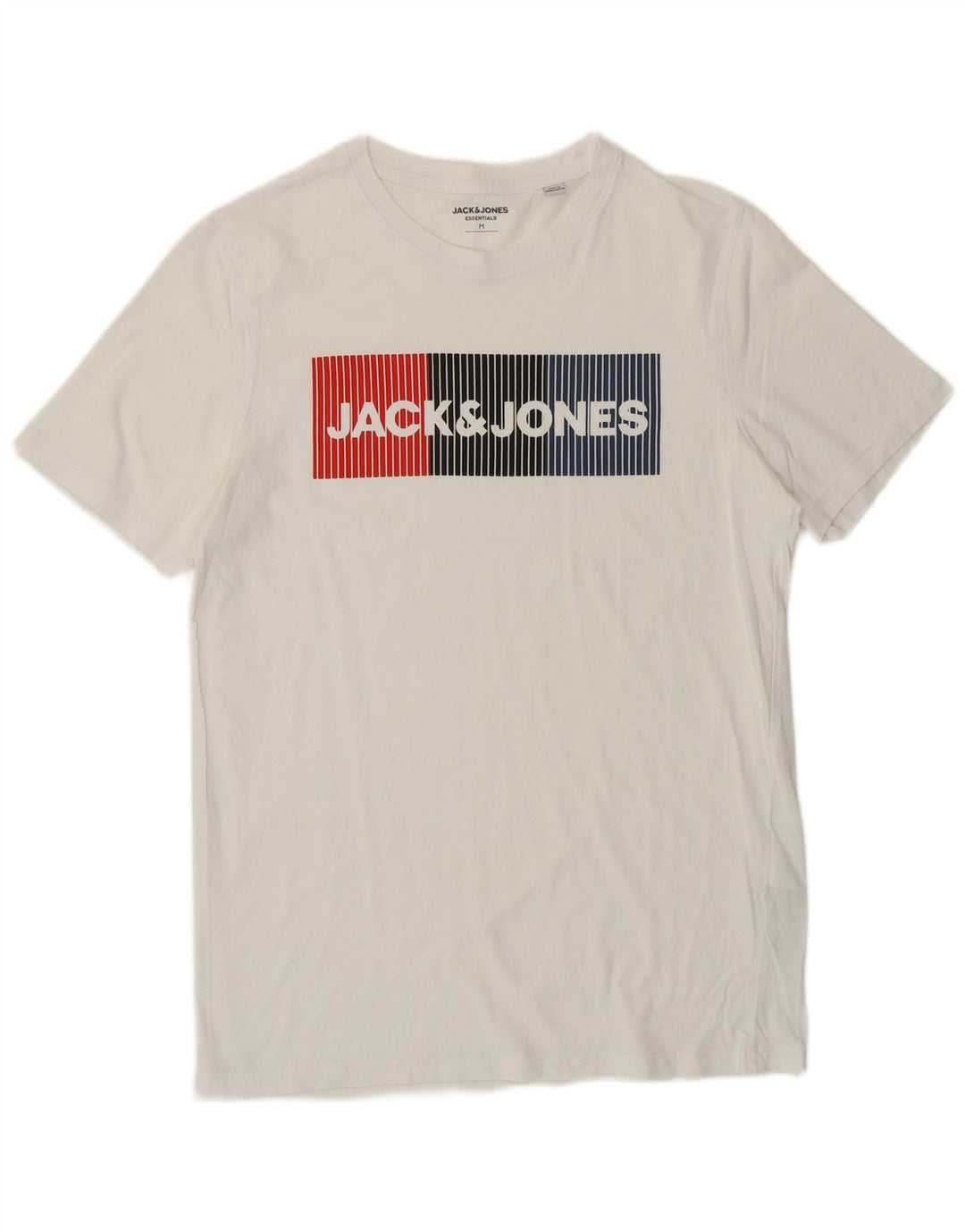 JACK & JONES Mens Graphic T-Shirt Top Medium White Cotton