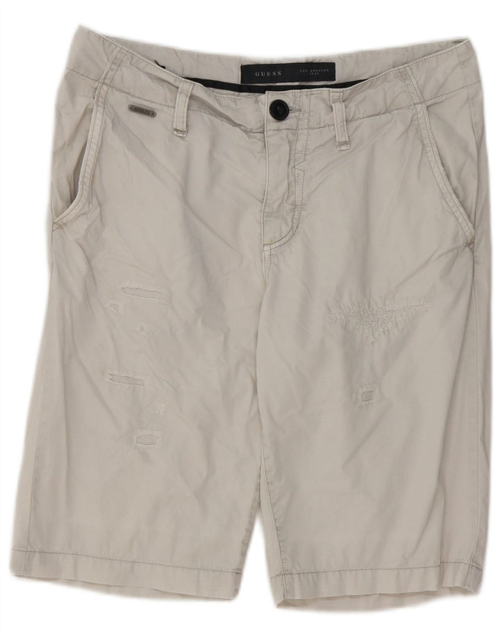 Guess Mens Distressed Chino Shorts W29 Small Grey Cotton