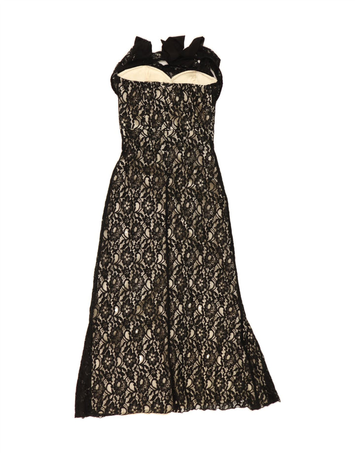 QUIZ Womens Halter Dress UIK 12 Medium  Black Floral Polyester Vintage Quiz and Second-Hand Quiz from Messina Hembry 