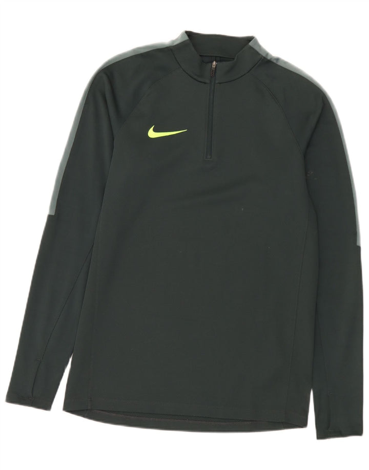Nike Mens Zip Neck Top Long Sleeve Small Green Polyester