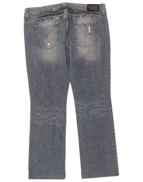 Guess Womens Distressed Bootcut Jeans W34 L30 Blue Cotton