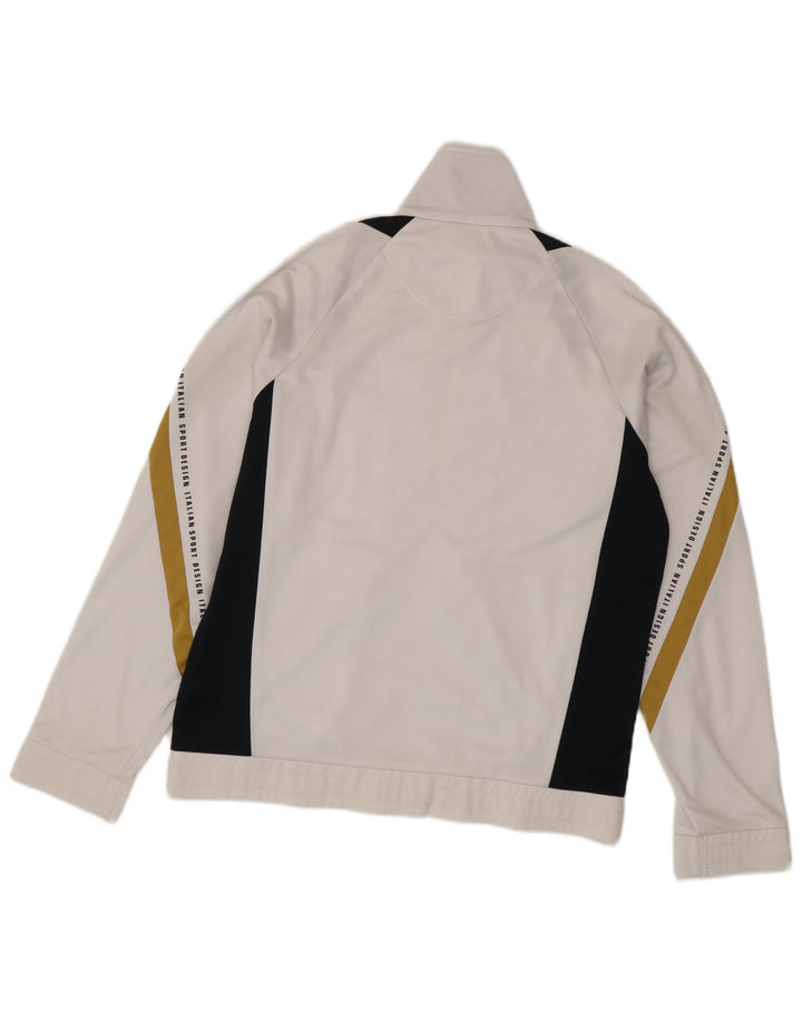 Lotto Mens Graphic Tracksuit Top Jacket Medium White Colourblock Polyester