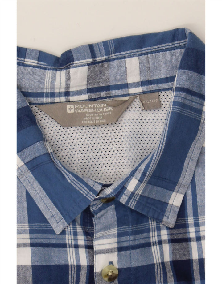 MOUNTAIN WAREHOUSE Mens Short Sleeve Shirt 2XL Blue Check Vintage Mountain Warehouse and Second-Hand Mountain Warehouse from Messina Hembry 