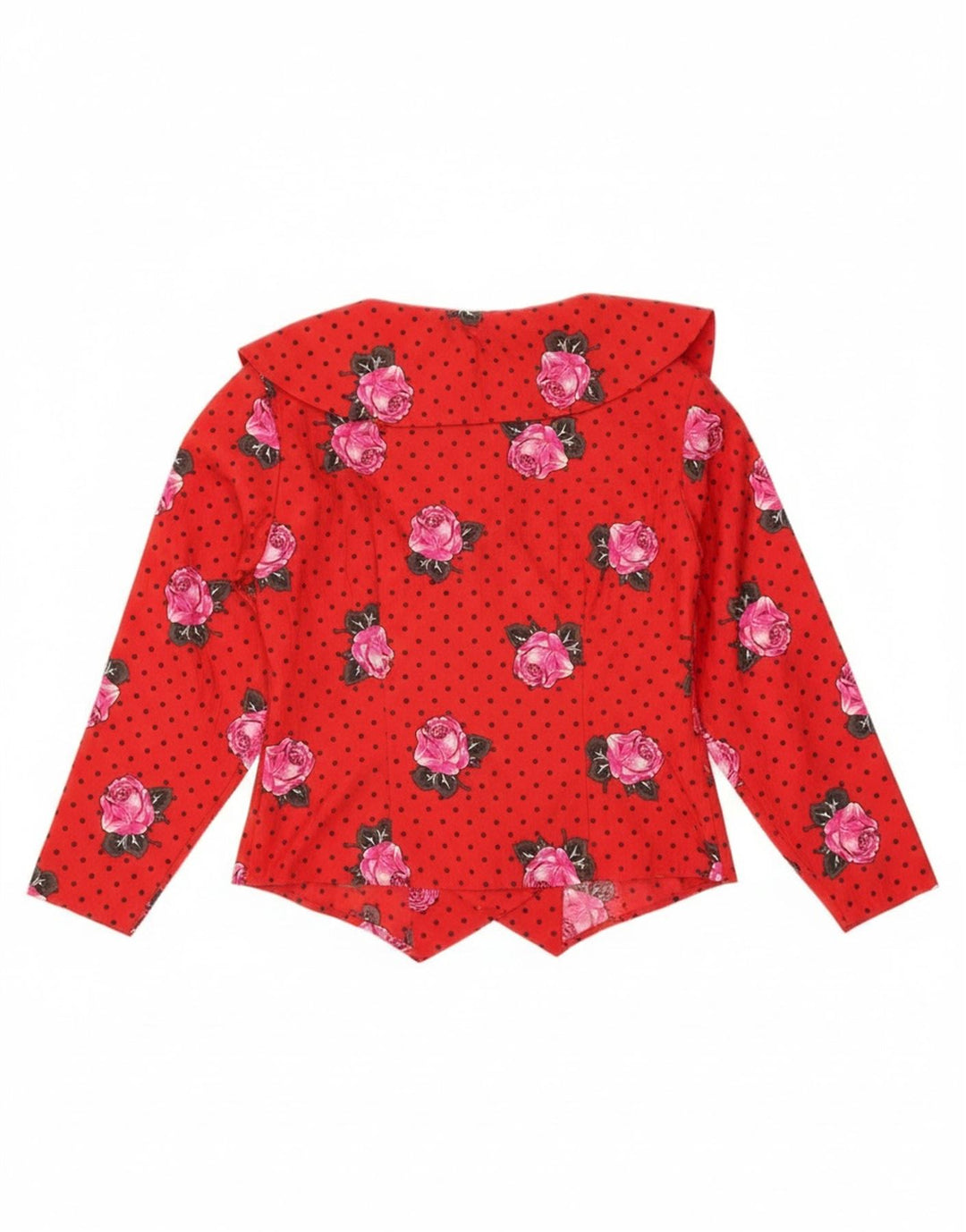 Vintage Womens Shirt Blouse UK 14 Medium Red Floral Polyester