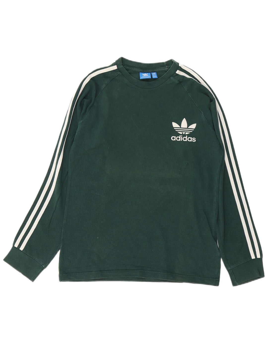 Adidas Mens Top Long Sleeve Medium Green Cotton