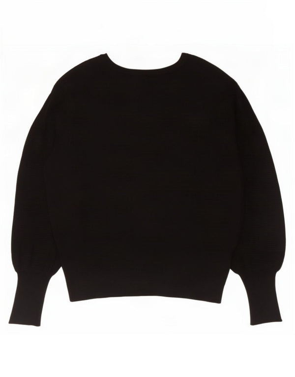 Marks & Spencer Dame Boat Neck Jumper Sweater UK 16 Large Black Viscose