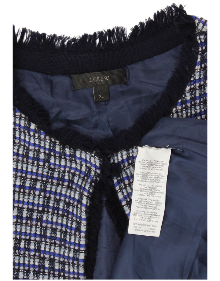 J. Crew Womens Blazer Jacket UK 18 XL Blue Check Wool
