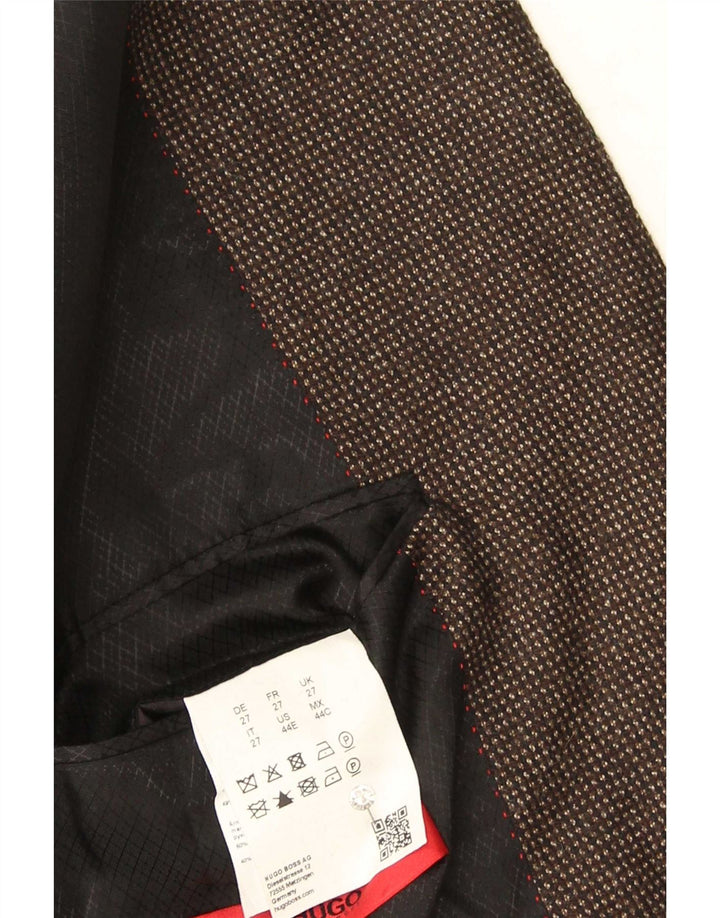 Мужской пиджак Hugo Boss с 2 пуговицами США 44 2XL Коричневый шерстяной пятнистый цвет