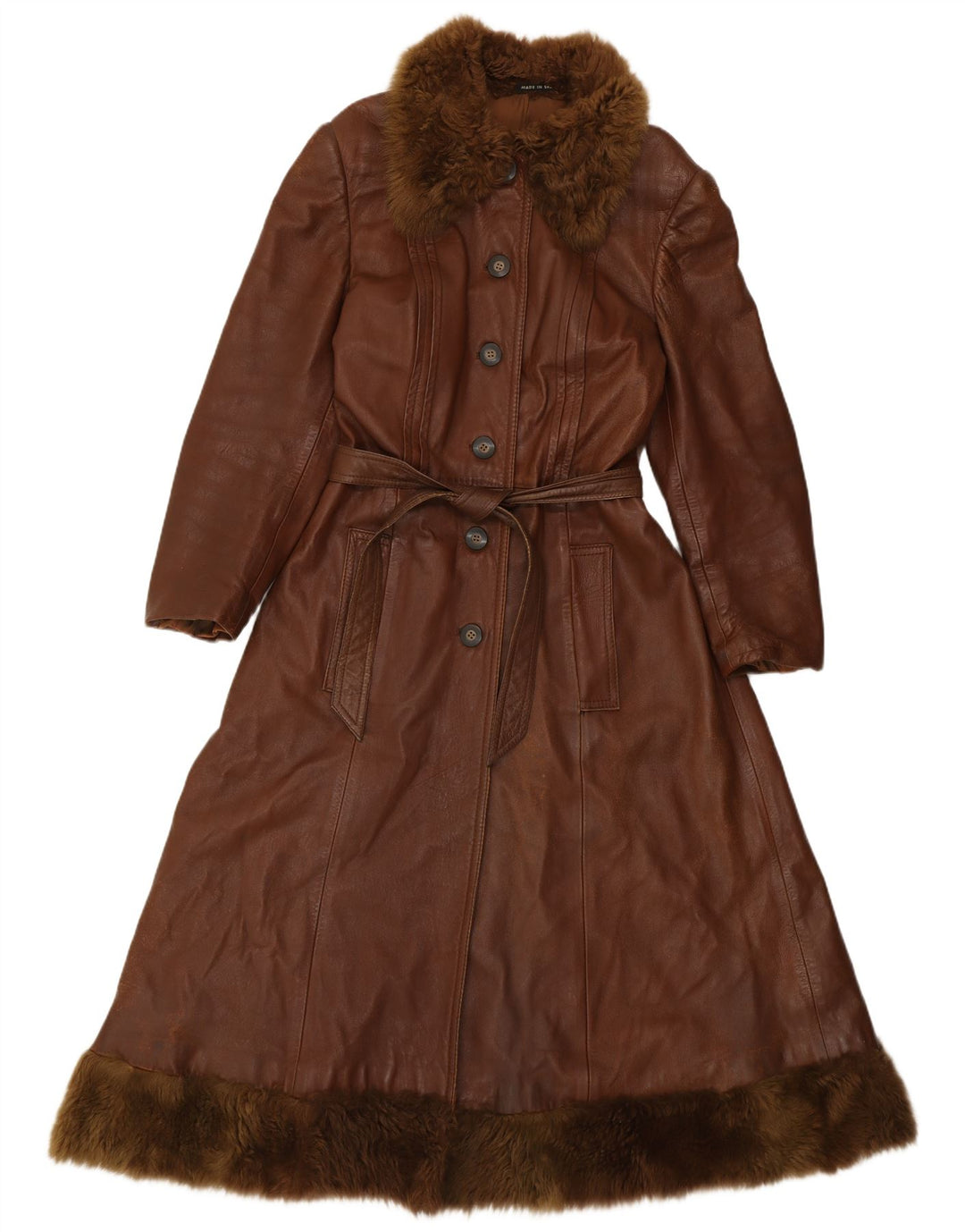 Induyco Womens Leather Coat UK 12 Medium Brown Leather