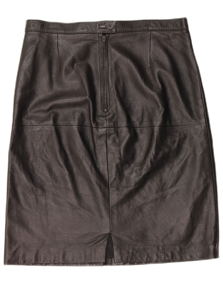 Vintage Womens Leather Skirt W30 Medium Black Leather