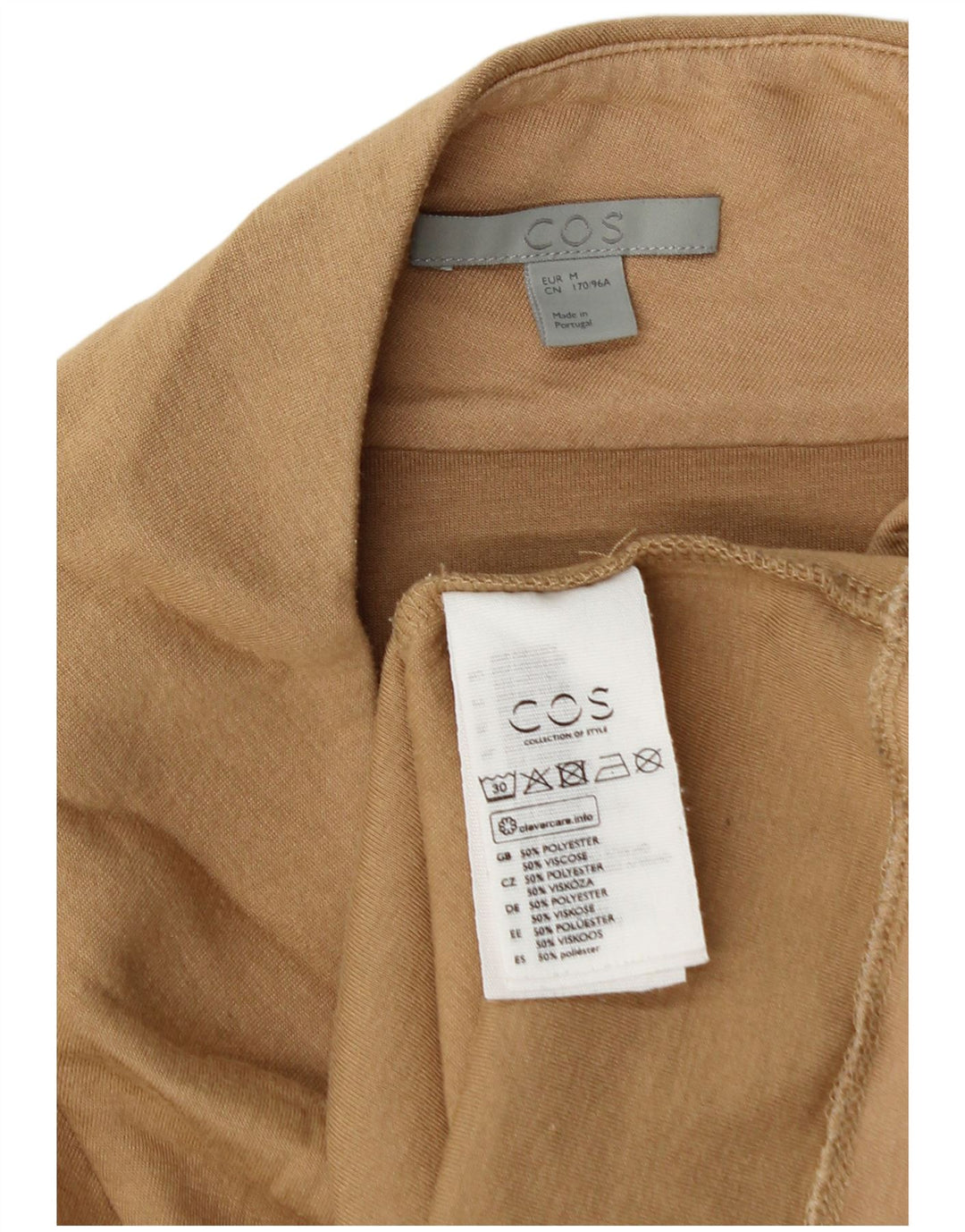 Cos Womens Top Long Sleeve UK 14 Medium Beige Polyester