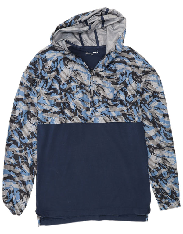 Felpa con cappuccio da uomo Under Armour con cappuccio e zip, piccola, in cotone mimetico blu navy
