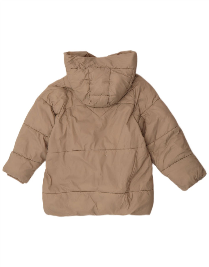 Zara Girls Hooded Padded Jacket 11-12 Years Beige Polyester