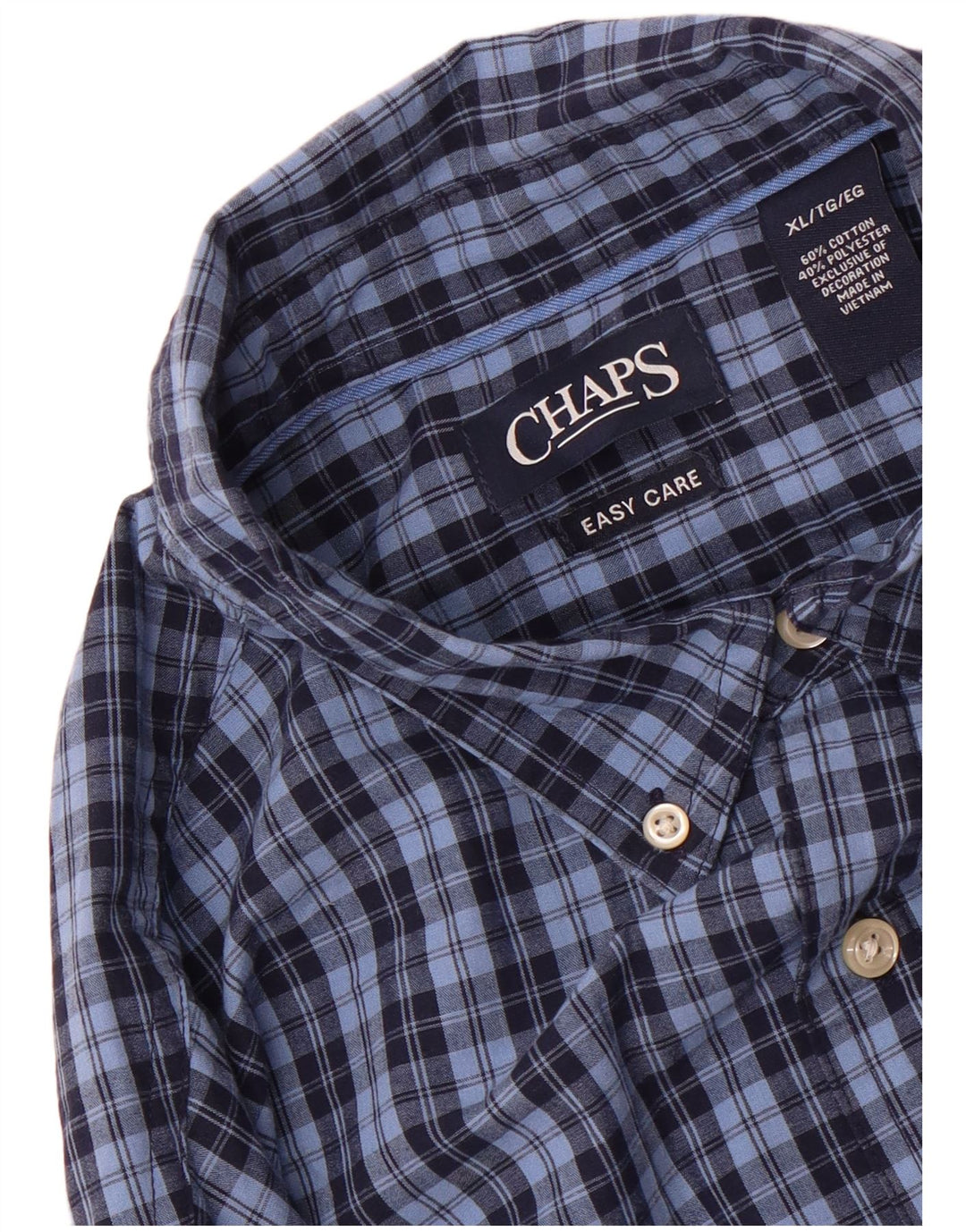 Chaps Mens Flannel Shirt XL Blue Check Cotton