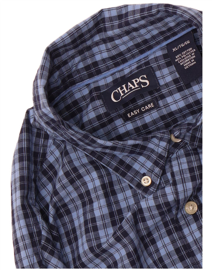 Chaps Mens Flannel Shirt XL Blue Check Cotton