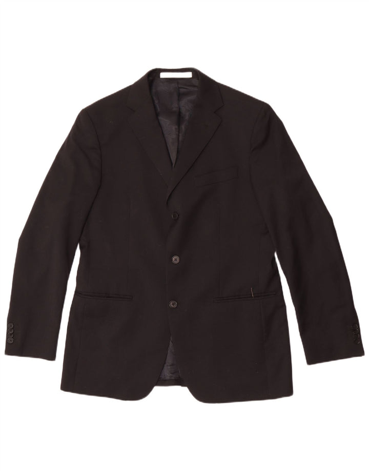 Ferre Mens 3 Button Blazer Jacket IT 52 XL Black Wool
