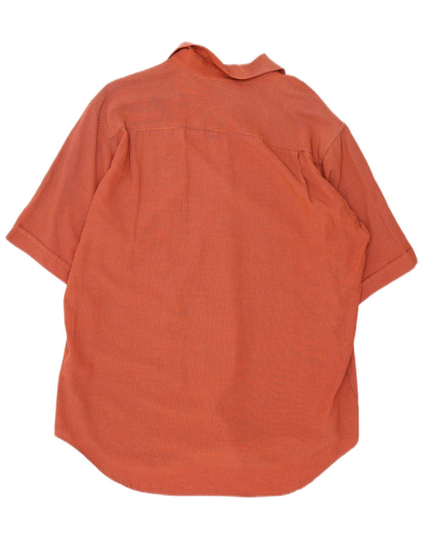 Vintage hombres camisa de manga corta medio naranja Gingham