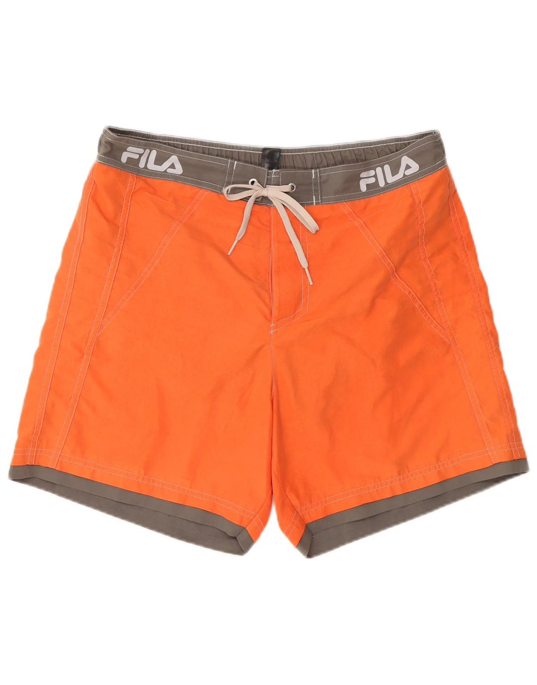 Pantaloncini da bagno grafici da uomo Fila grandi in poliestere color block arancione