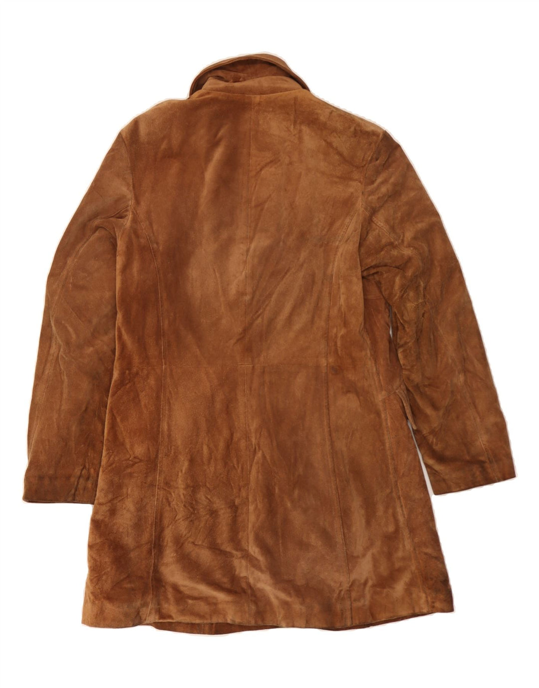 ANTICA PELLERIA Womens Suede Overcoat IT 44 Medium Brown Leather Vintage Antica Pelleria and Second-Hand Antica Pelleria from Messina Hembry 