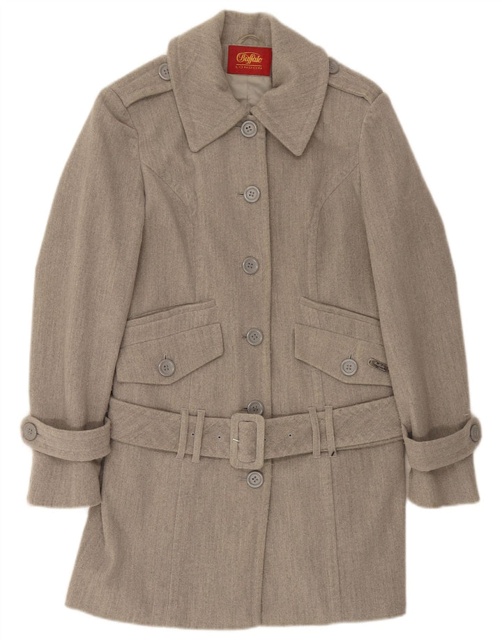 BUFFALO Womens Military Overcoat UK 12 Medium Grey Polyester