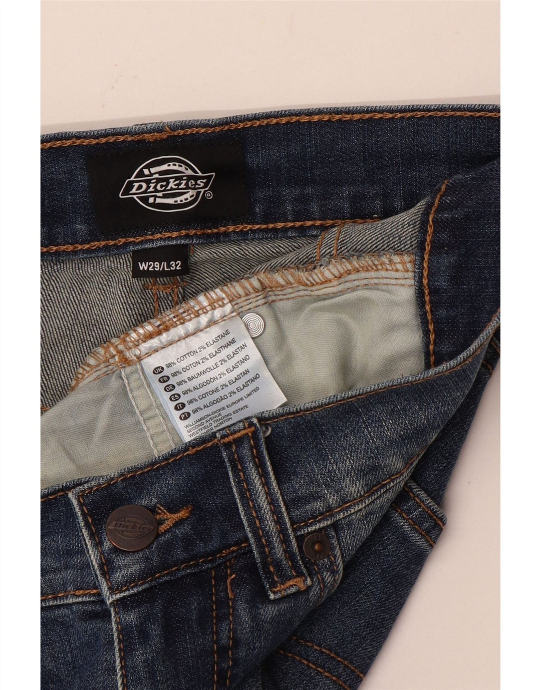 Dickies Mens Slim Jeans W29 L32 Blue Cotton