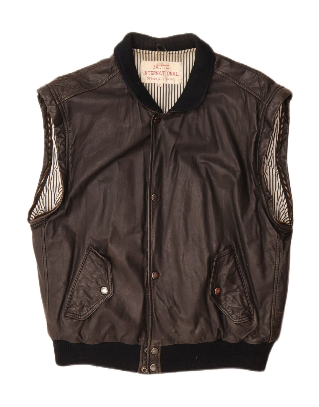 Gatto Mens Leather Gilet UK 38 Medium Black