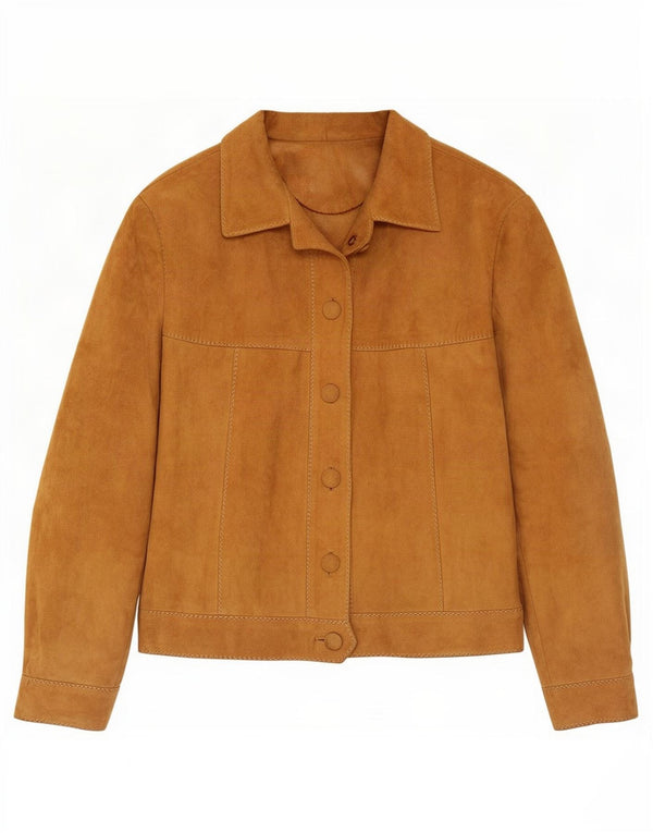 Vintage Womens Suede Jacket UK 14 Medium Brown