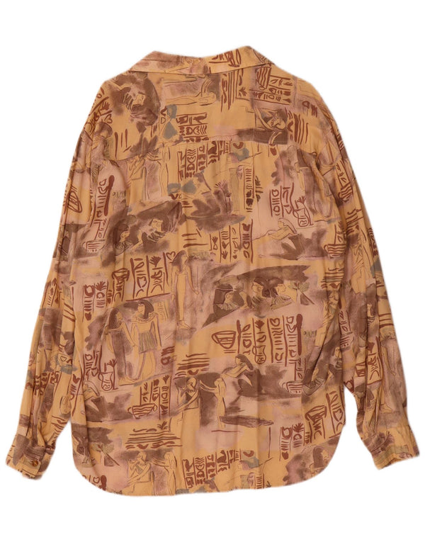 Vintage herre grafisk skjorte XL Beige viskose