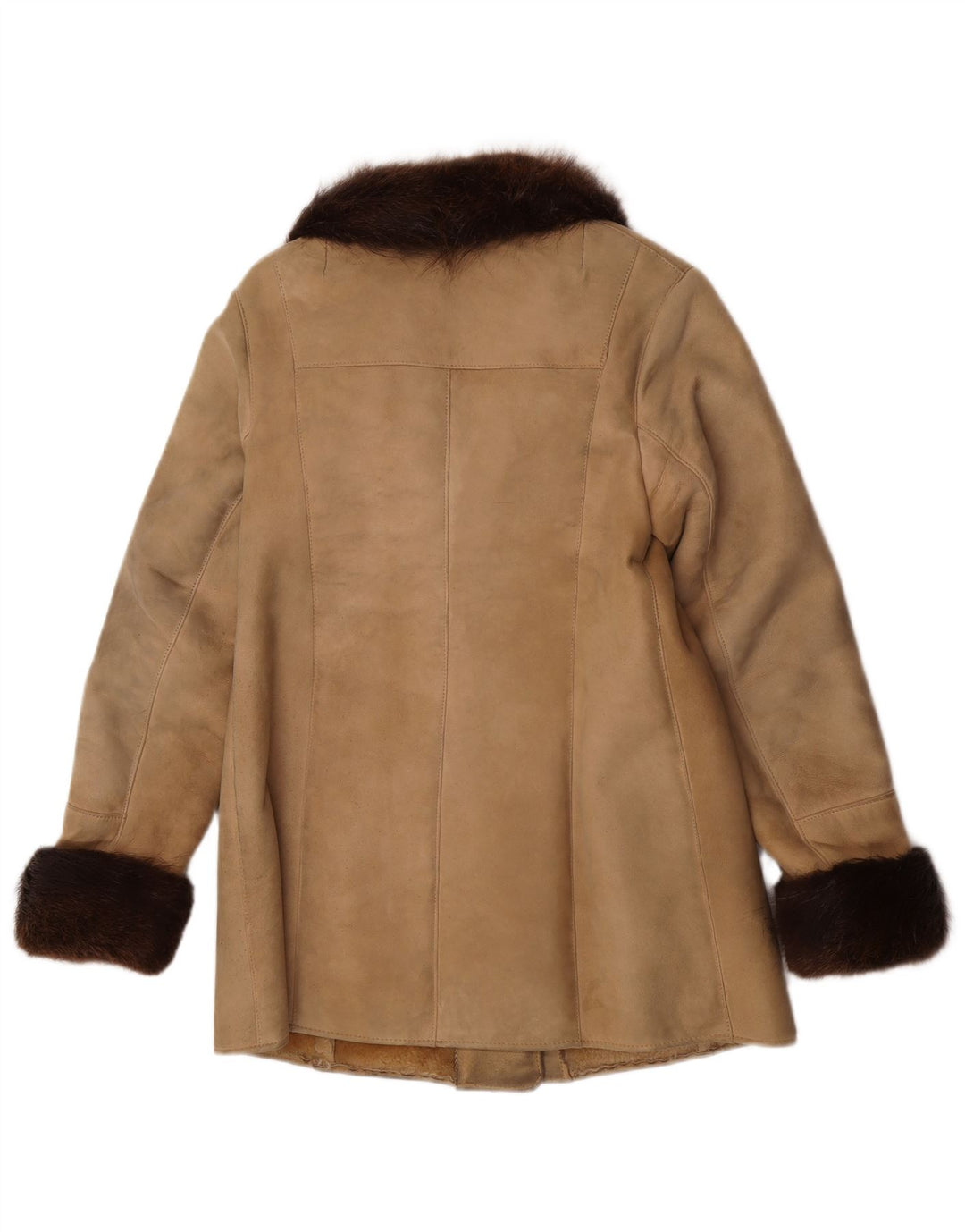 Vintage Womens Shearling Coat UK 10 Small Beige