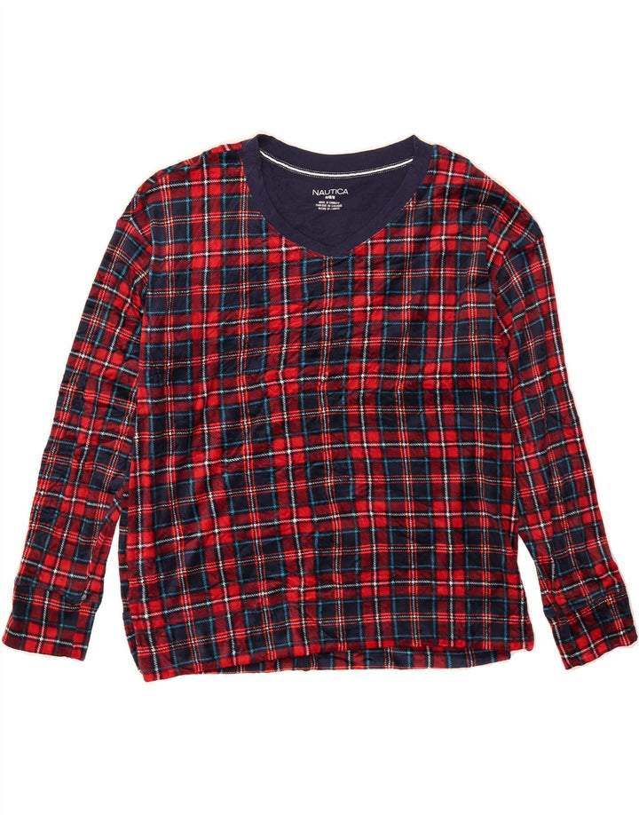 NAUTICA Womens Top Long Sleeve UK 14 Medium Red Check Polyester Vintage Nautica and Second-Hand Nautica from Messina Hembry 