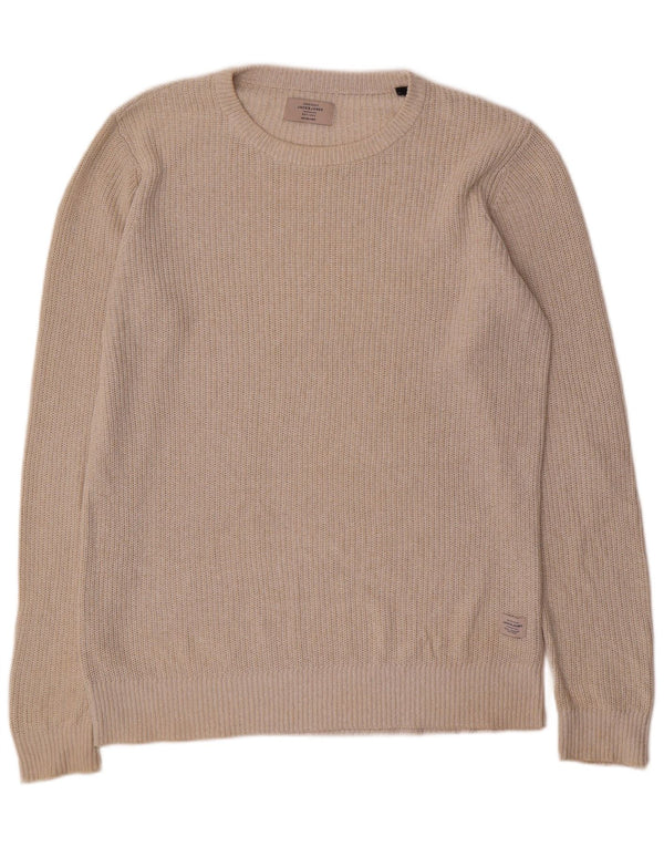 Jack & Jones Mens Boat Neck Jumper Sweater Large Acrílico Beige