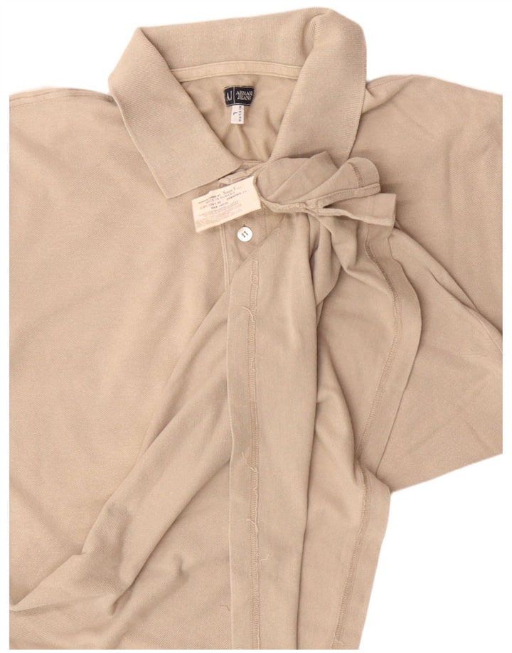 Armani Mens Polo Shirt Large Beige Cotton