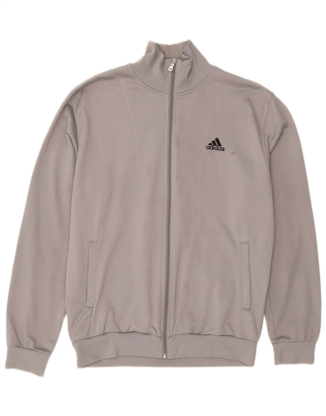 Adidas Mens Tracksuit Top Jacket Large Grey Polyester