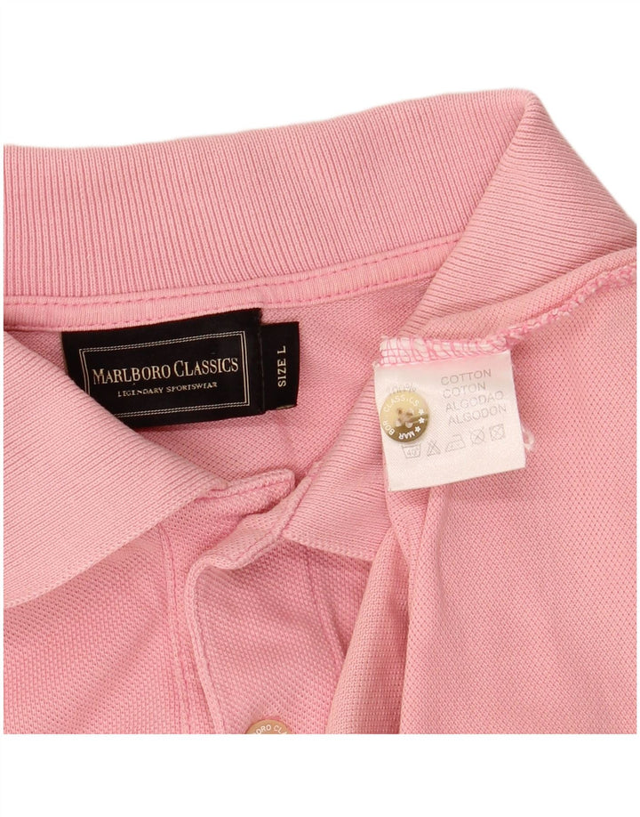 MARLBORO CLASSICS Mens Polo Shirt Large Pink Cotton