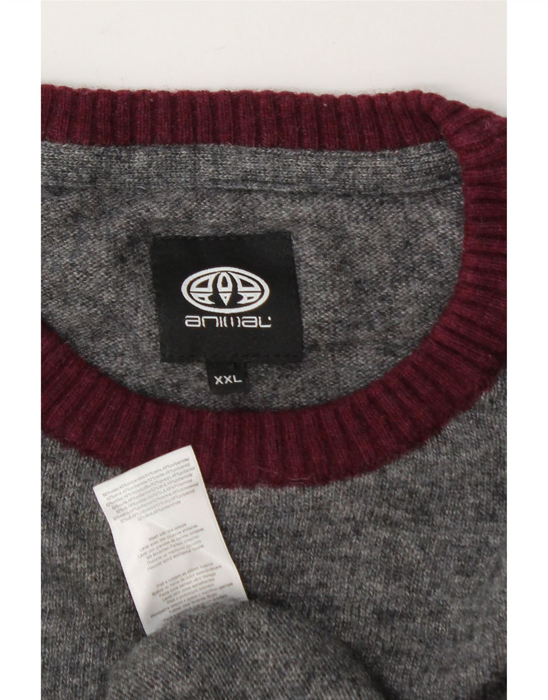 ANIMAL Mens Crew Neck Jumper Sweater 2XL Grey Wool Vintage Animal and Second-Hand Animal from Messina Hembry 