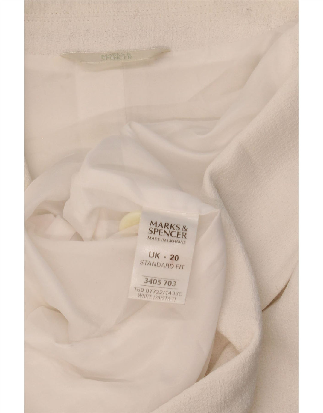 Marks & Spencer Womens Short Sleeve 2 Button Blazer Jacket UK 20 2XL White