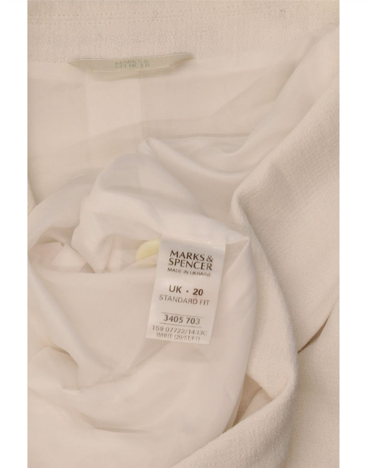 Marks & Spencer Womens Short Sleeve 2 Button Blazer Jacket UK 20 2XL White