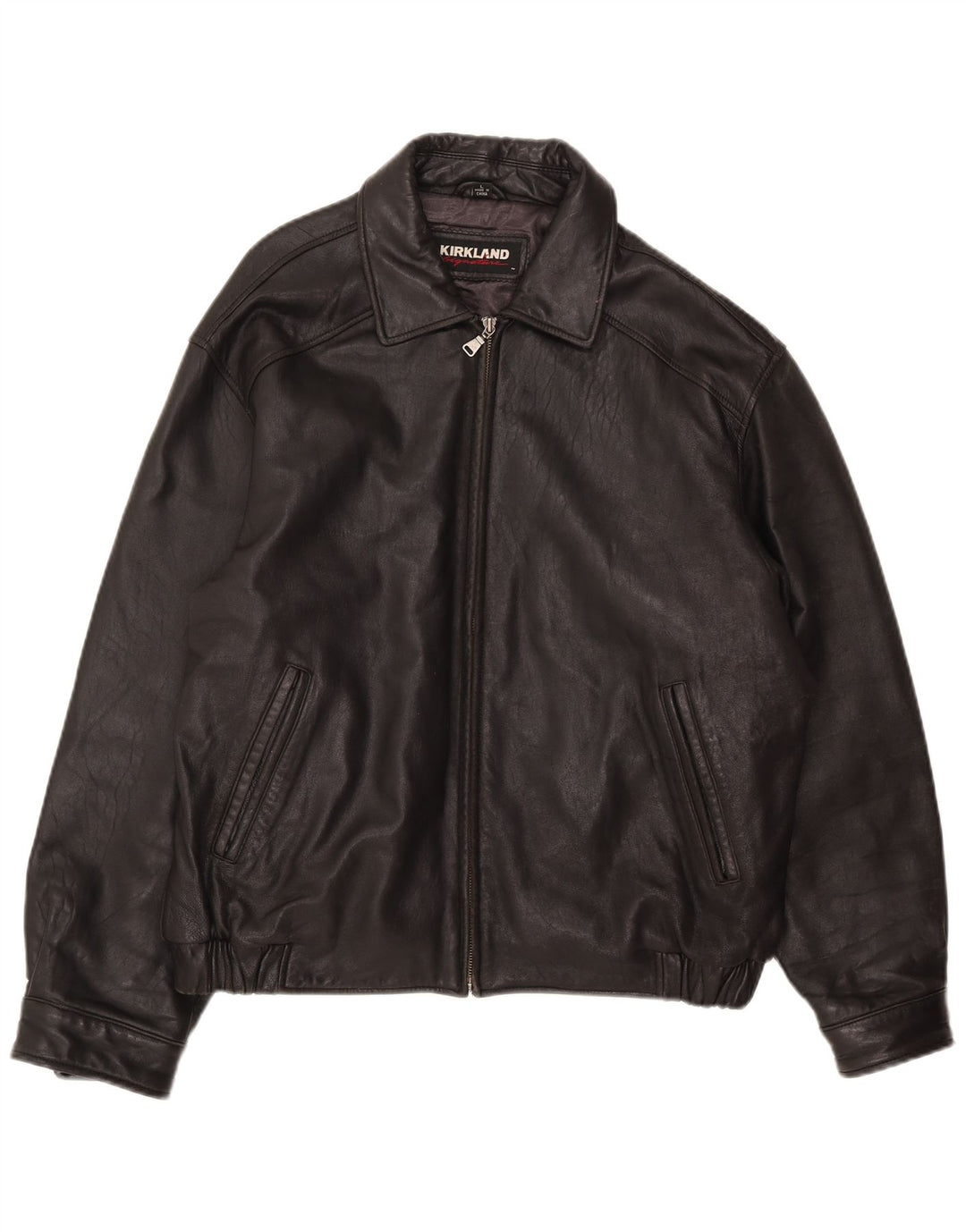 Kirkland Mens Leather Jacket UK 40 Large Black Leather