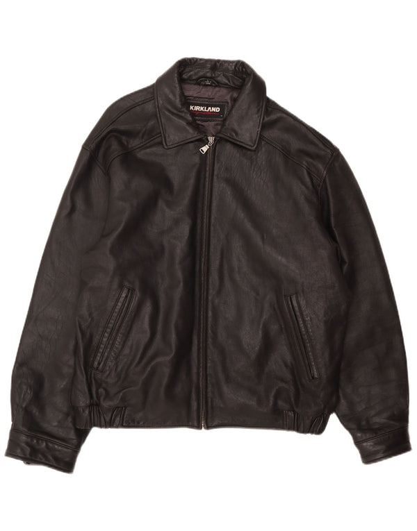 Kirkland Mens Leather Jacket UK 40 Large Black Leather