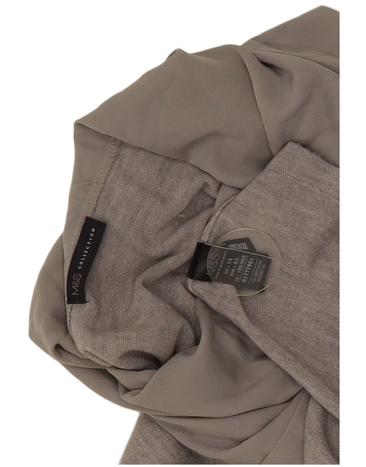 Marks & Spencer Damen Top Langarm UK 14 Mittelgrau geflecktes Acryl