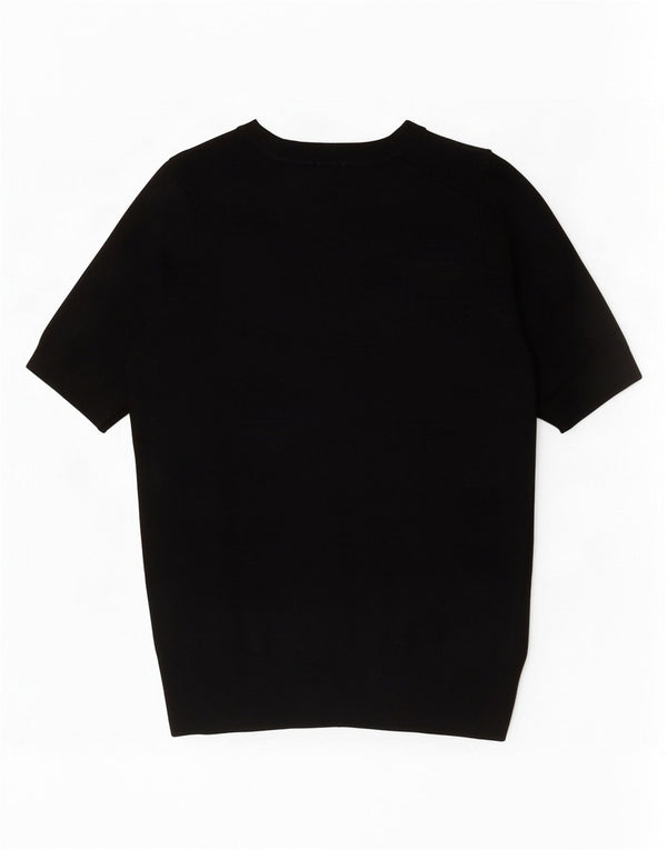 Zara Womens Short Sleeve Crew Neck Jumper Sweater UK 10 Small Black