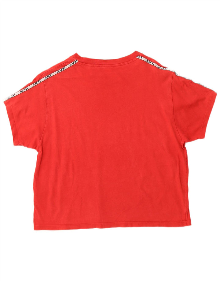 LEVI'S Womens Crop T-Shirt Top UK 12 Medium Red Colourblock