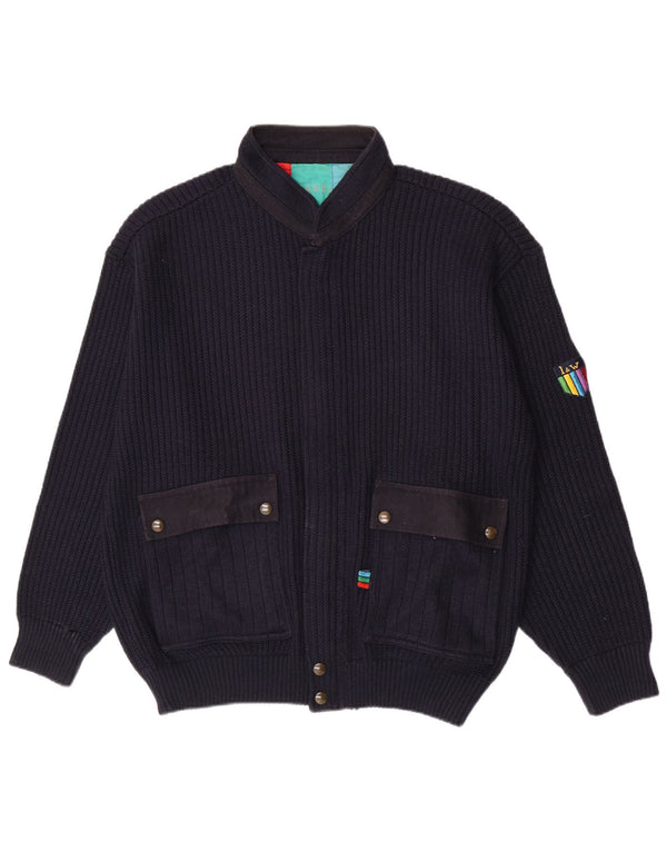 Loli Wolf Cardigan Homme Pull Large Bleu Marine Laine