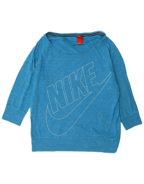 Nike Ženska majica s 3/4 rukavima s grafičkim džemperom UK 16 Large Blue Flected