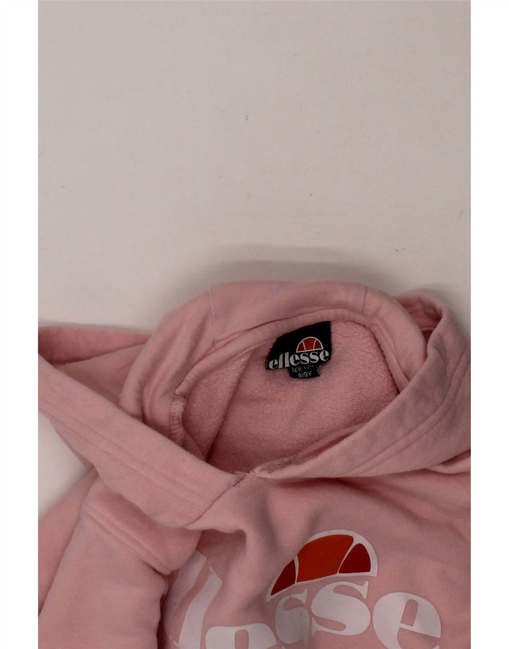 ELLESSE Girls Graphic Hoodie Jumper 8-9 Years Pink Cotton Vintage Ellesse and Second-Hand Ellesse from Messina Hembry 