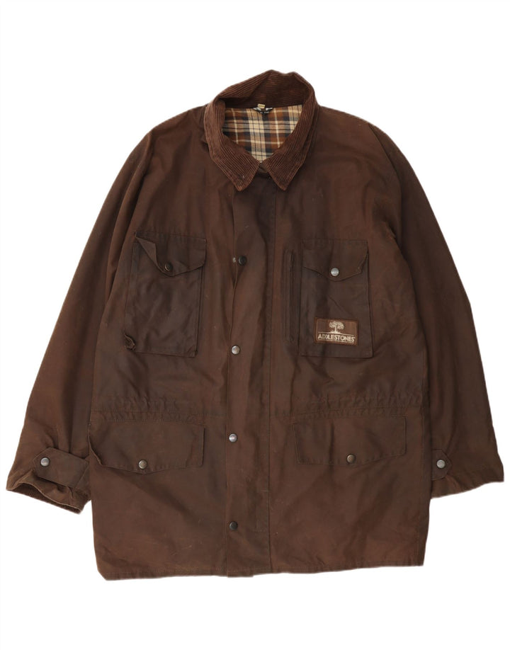 Vintage Mens Waxed Cotton Jacket UK 38 Medium Brown
