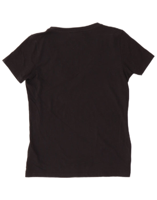 Trussardi Jeans Womens Graphic T-Shirt Top UK 12 Medium Black Cotton