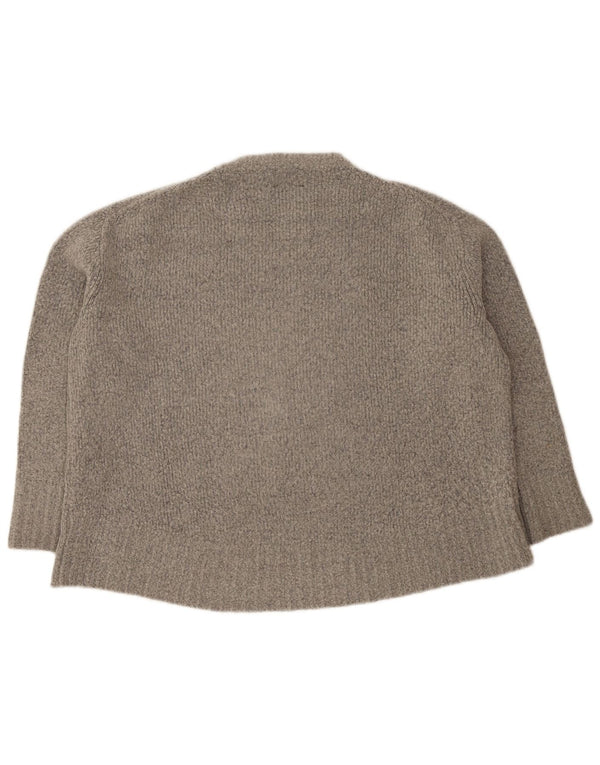 Zara Womens Oversized Crew Neck Jumper Sweater UK 10 Small Grey Acryl