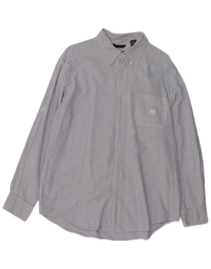 CHAPS Mens Shirt Large Blue Pinstripe Cotton